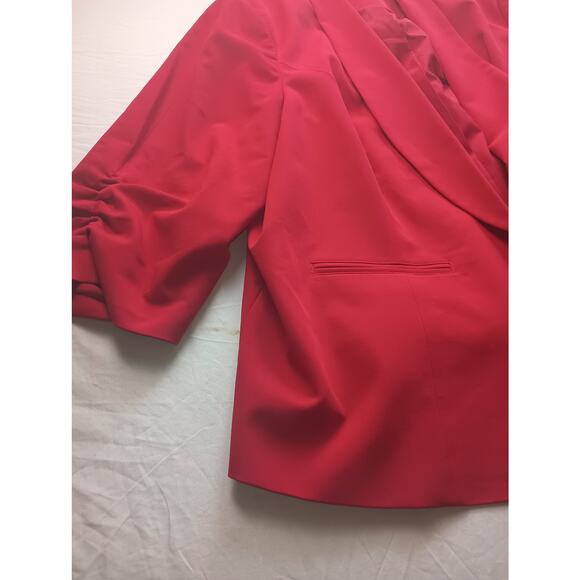 Worthington Red Plus Size Blazer Women Size 3X Ruched Sleeves Festive - Picture 2 of 7